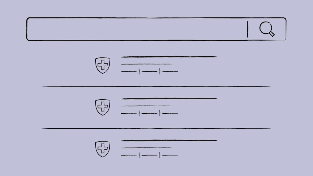 Search bar with magnifying glass as search icon on purple background.