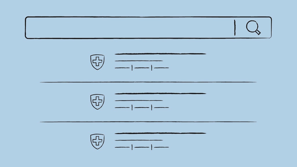 Search bar with magnifying glass icon on light blue background.