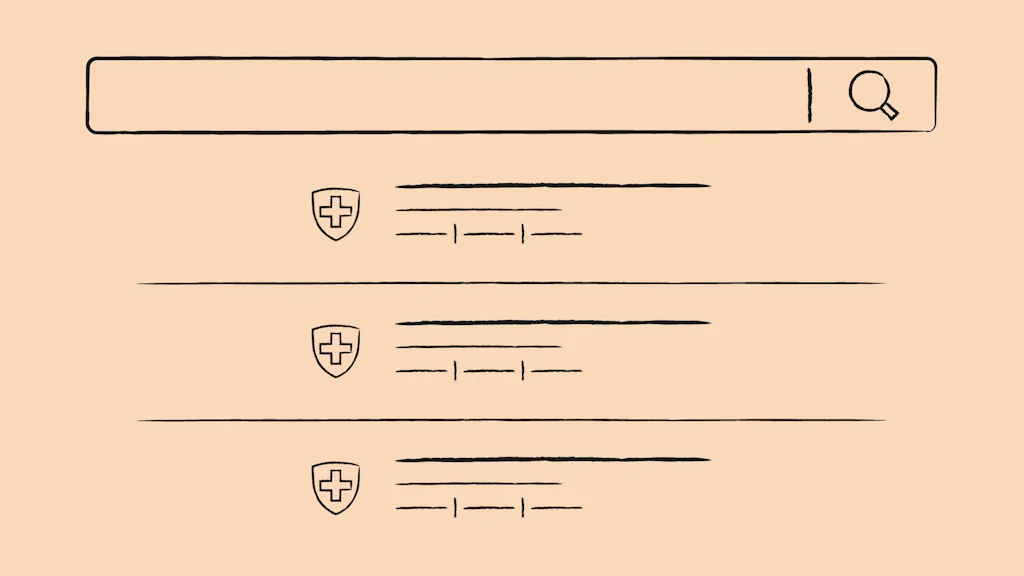 Search bar with magnifying glass as search icon on orange background.